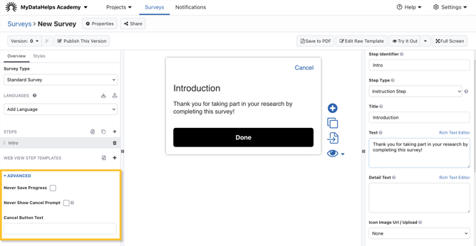 Create a Survey - Advanced