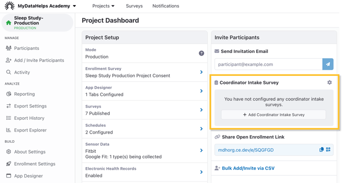 Intake Surveys - Dashboard - New