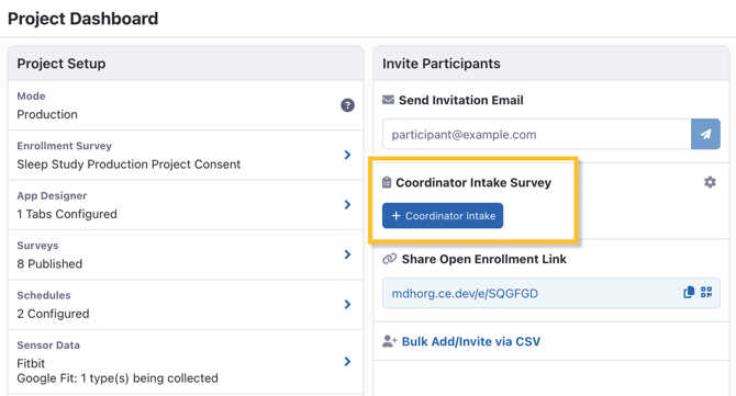 Intake Surveys - Dashboard