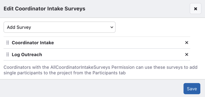 Intake Surveys - Edit Modal