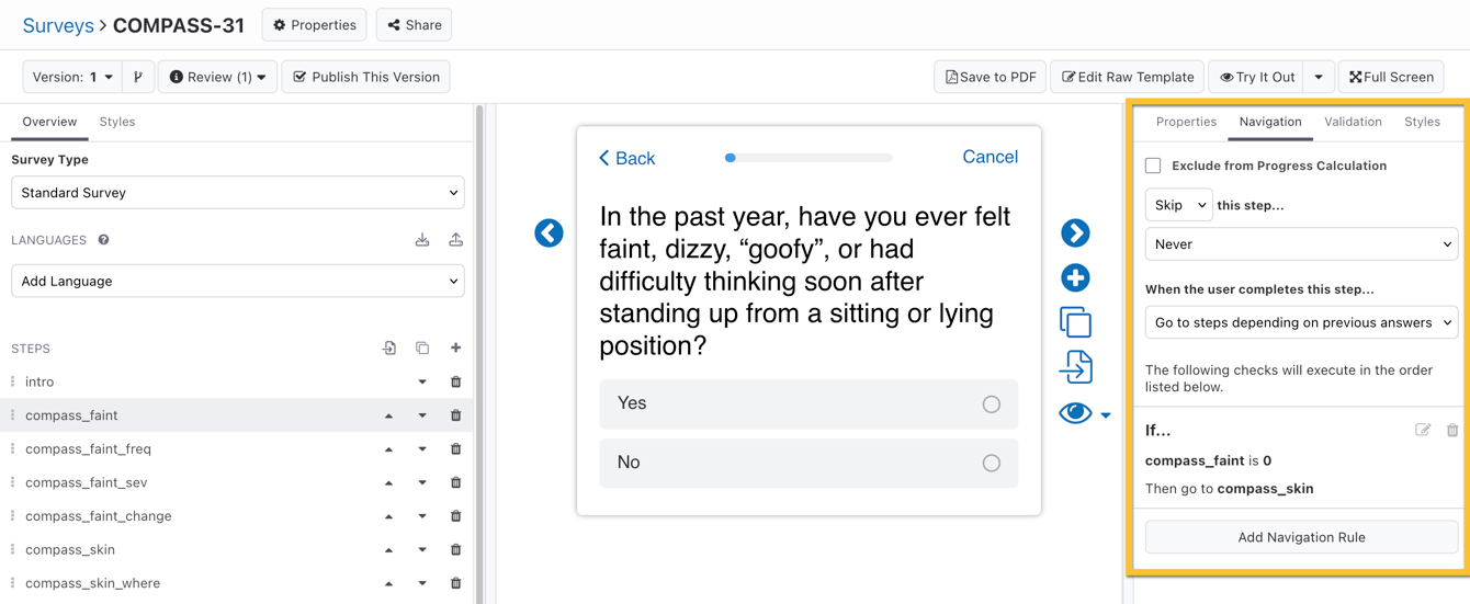 Nav Rules App Navigation (Branching) Rules